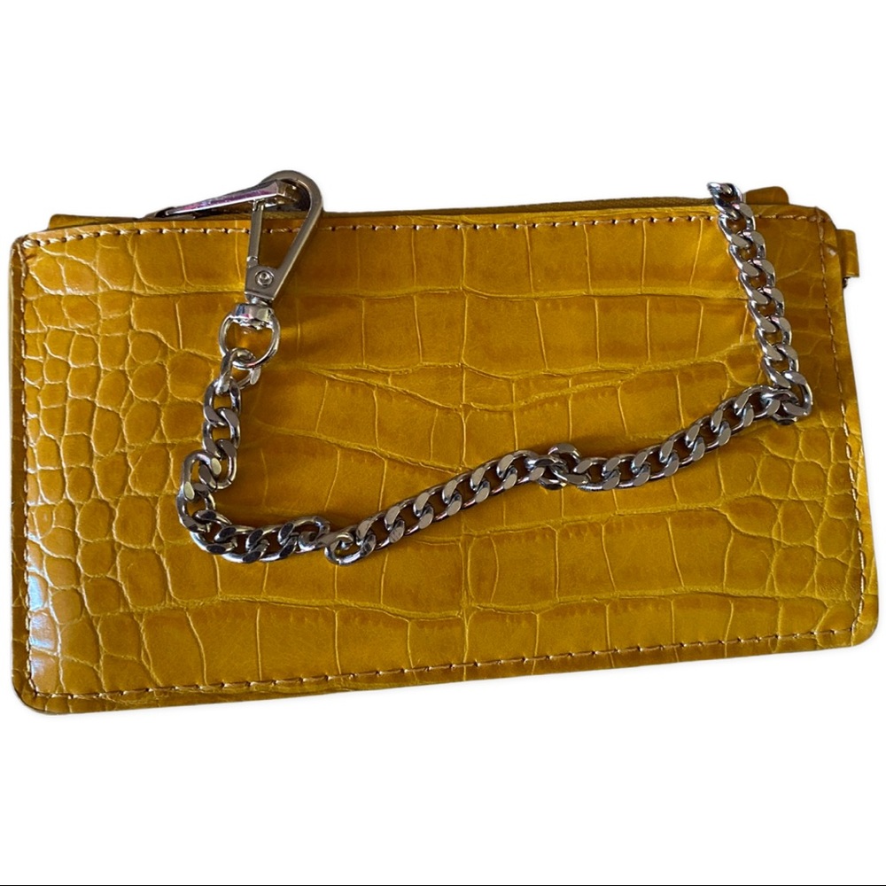 NWOT Zara mustard color wallet with chain